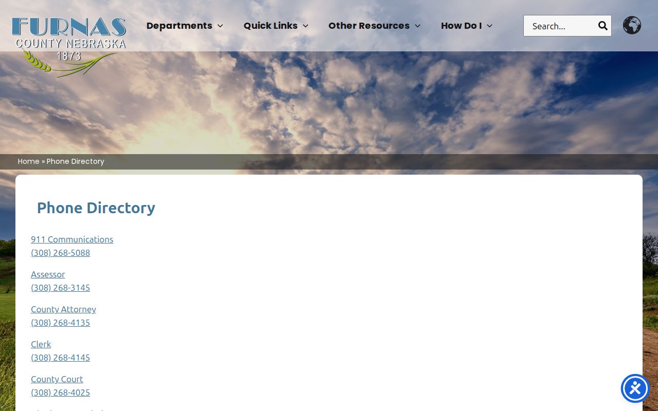 Furnas County warrant search, official county phone directory