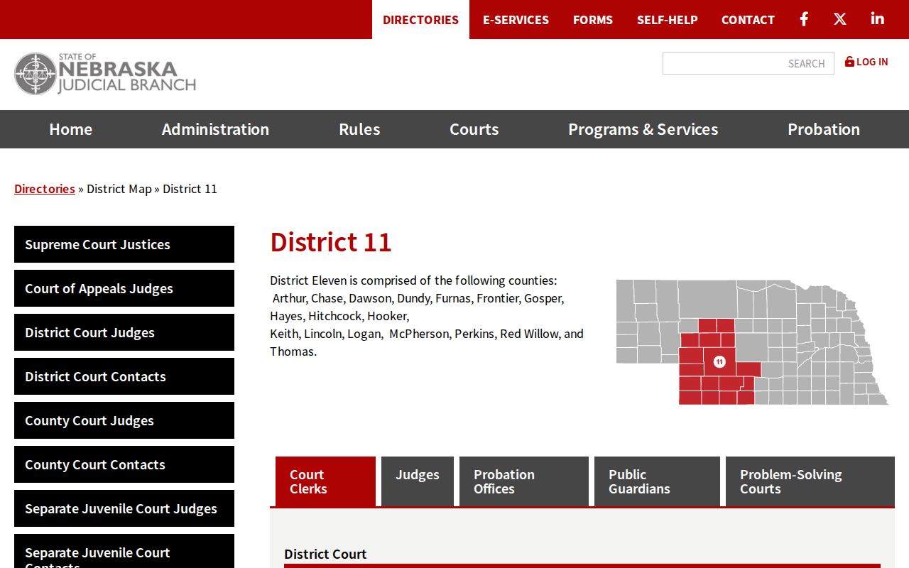 Furnas County bench warrants, Eleventh Judicial District court directory