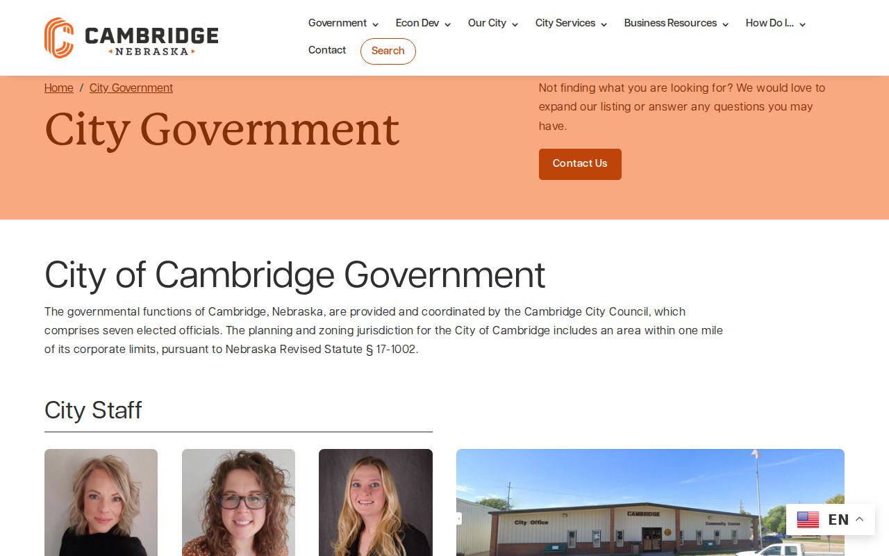 Cambridge warrant records, official Cambridge city government contact in Furnas County